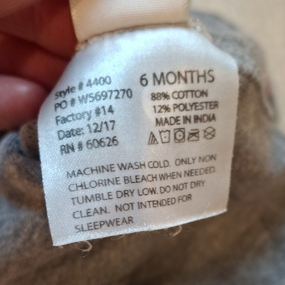 Hand Printed Gray Raccoon Print Bodysuit Size 6m - Picture 4 of 4